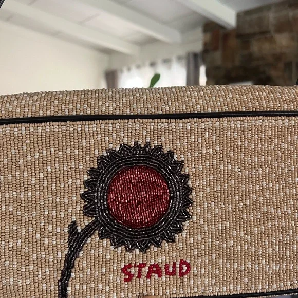 Staud Tommy Summer Sunflower Beige and Red Floral Women's Bag - Picture 3 of 6